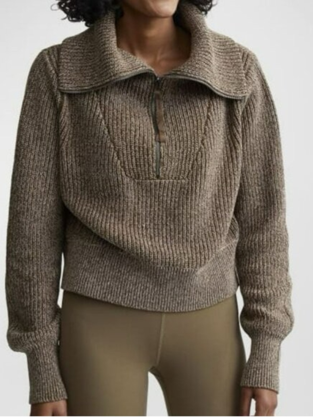 VARLEY Mentone Half-Zip Pullover Sweater in Dark Olive Speckle Women's Small